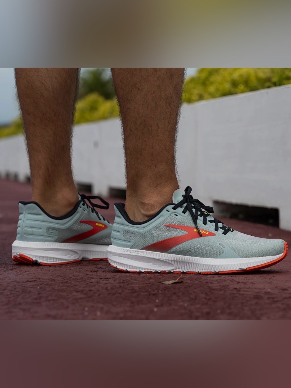 Brooks launch 9 Men’s Mint Green Running Shoes with Red Accent